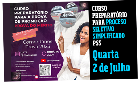 02 de julho - 20 horas - PerCurso APEOESP PSS – SEE-SP 2025 & Plebiscito Popular por um Brasil Mais Justo